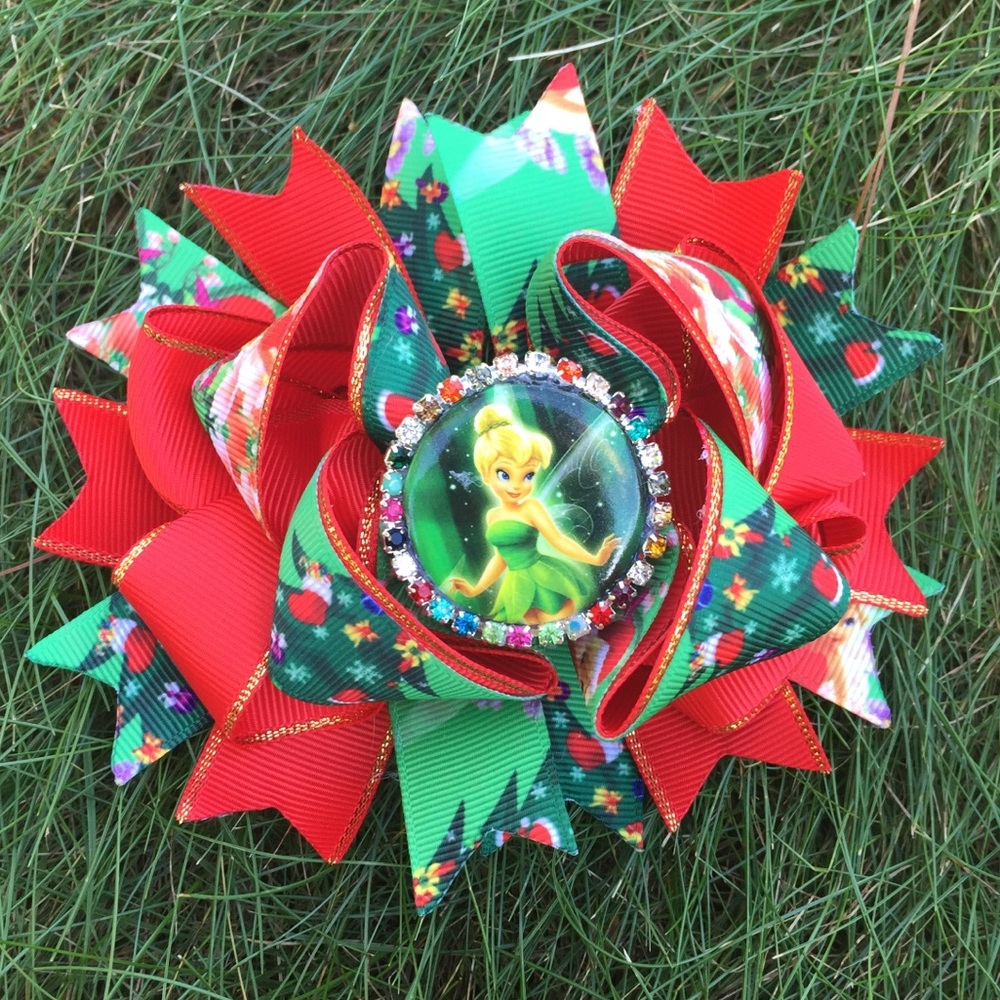 Christmas Tinkerbell Hair Bow